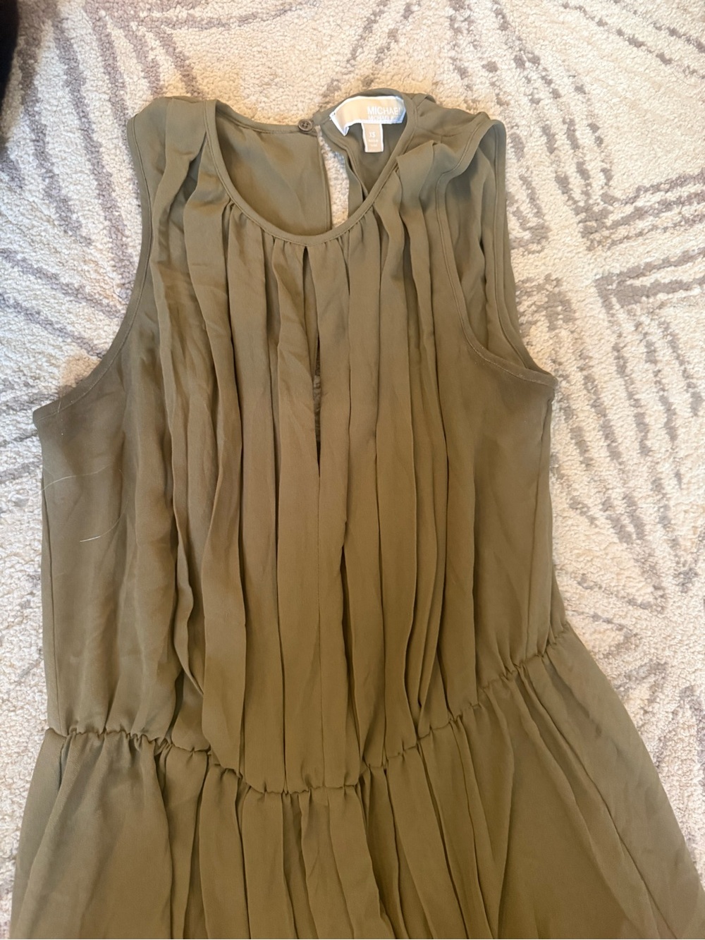 Michael Kors Olive Pleated Sleeveless dress - Picture 2 of 3